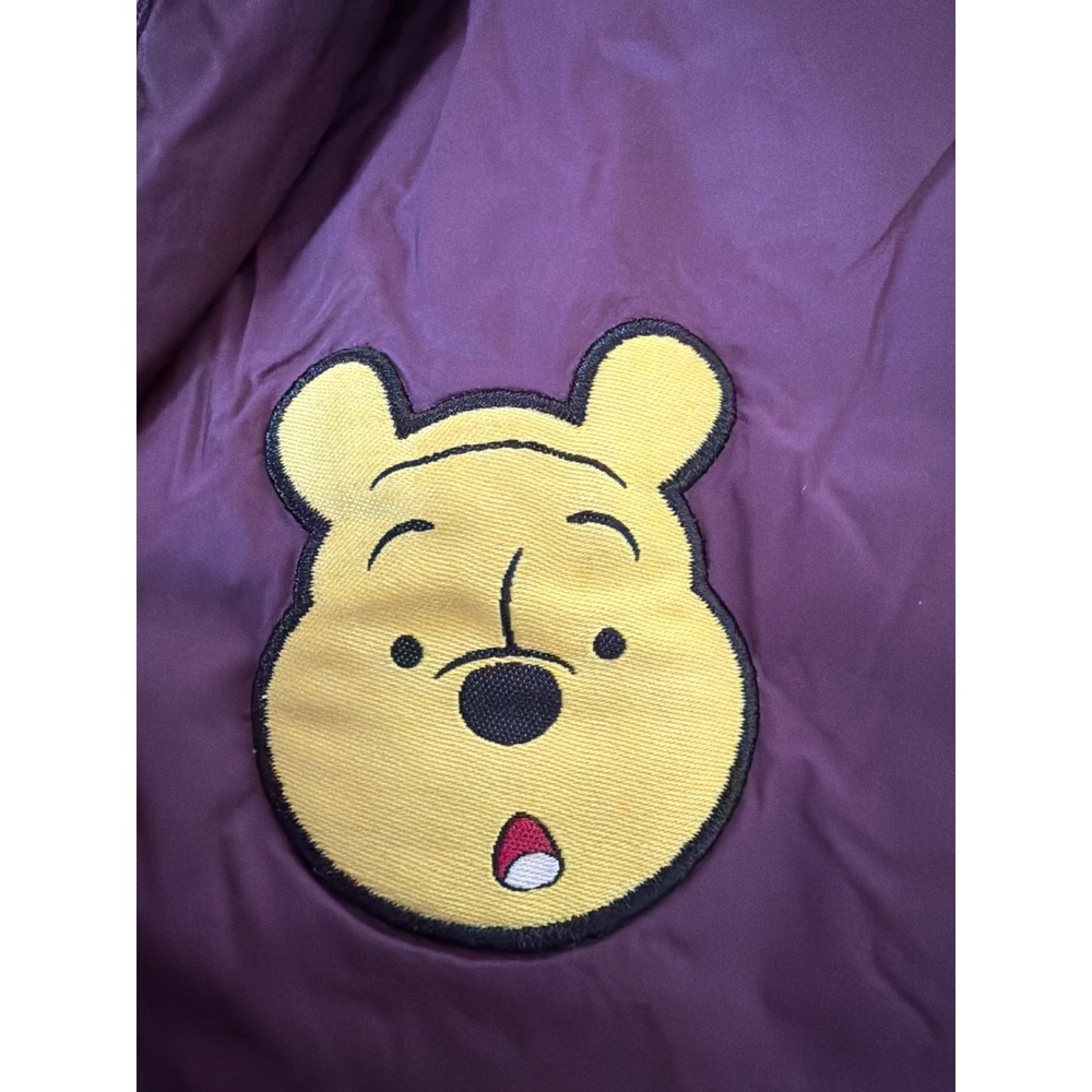 Disney Winnie the Pooh Puffer Jacket Purple Quilted Embroidered XL reversible - Picture 5 of 7